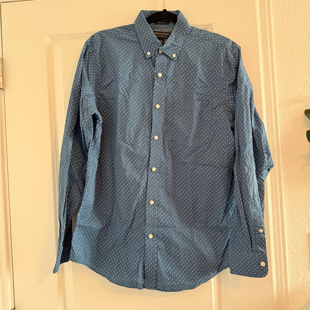 Banana Republic Men's Blue Polka Dot Shirt